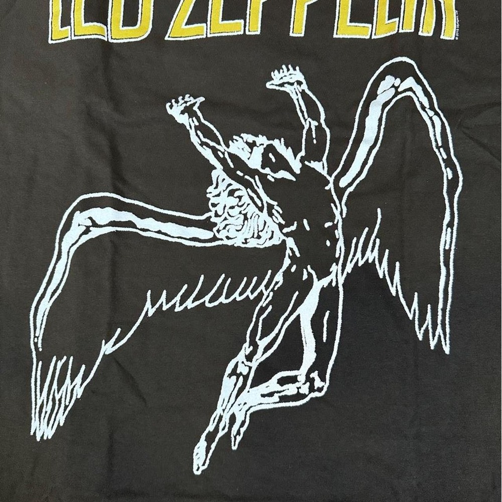 Led Zeppelin Icarus Graphic T-Shirt Charcoal Black Pigment Dye Rock Band Tee S